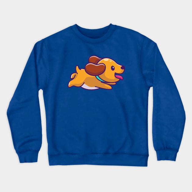 Cute Dog Running Cartoon Crewneck Sweatshirt by Catalyst Labs